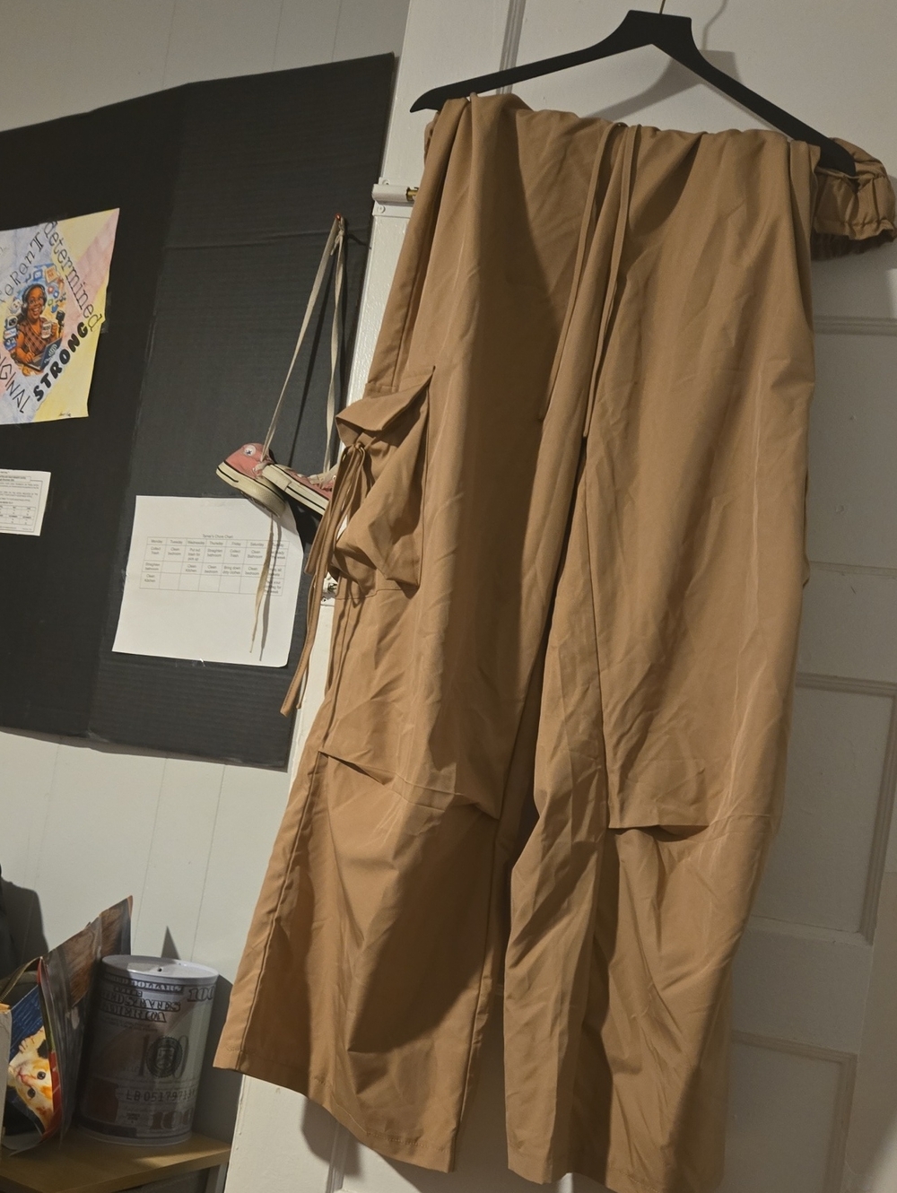 SHEIN Tan Wide-Leg Cargo Trousers